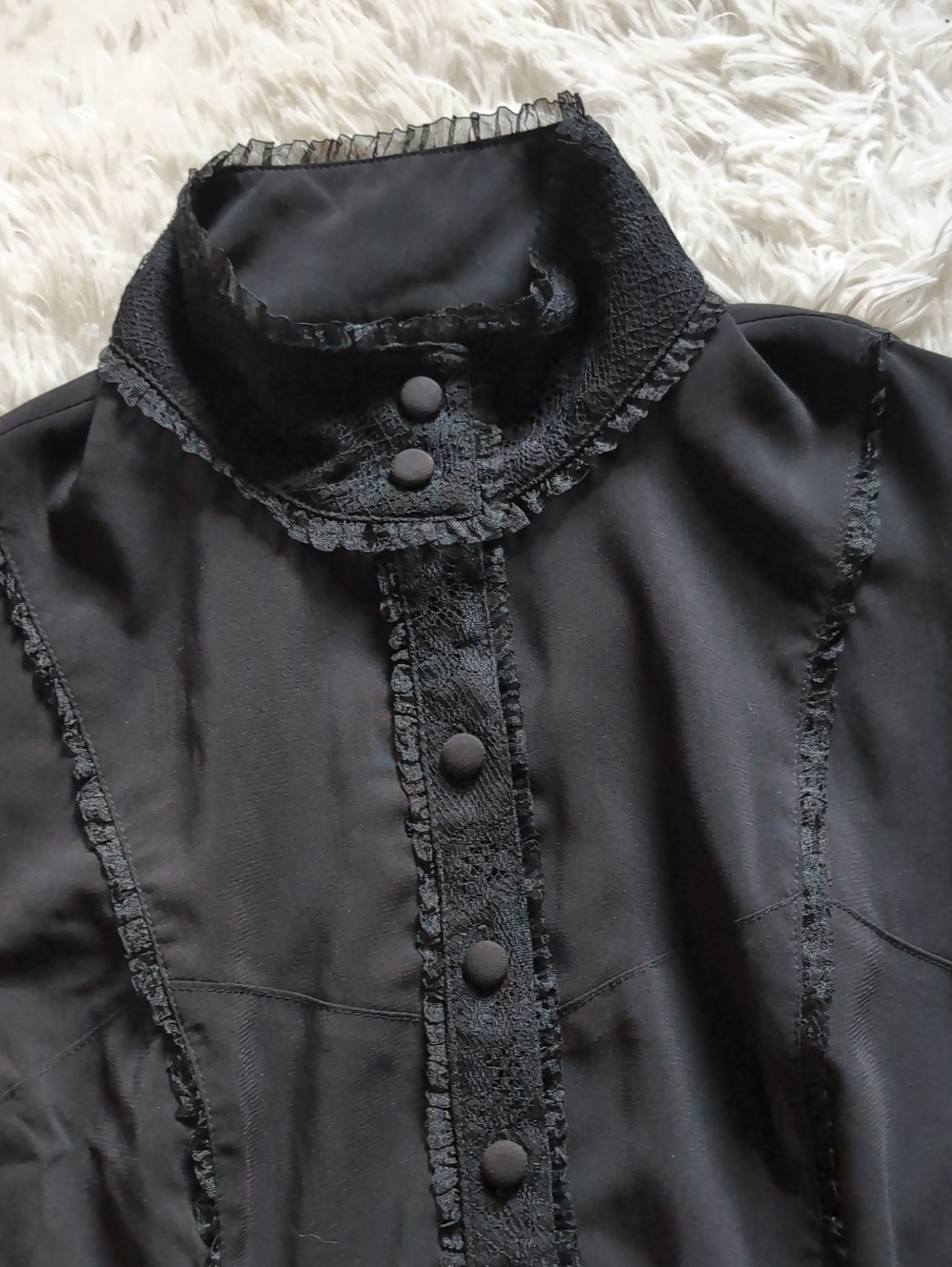 Y2K Lip Service Blacklist Gothic Lolita Puff Sleeve Princess High Neck Top - Picture 2 of 12
